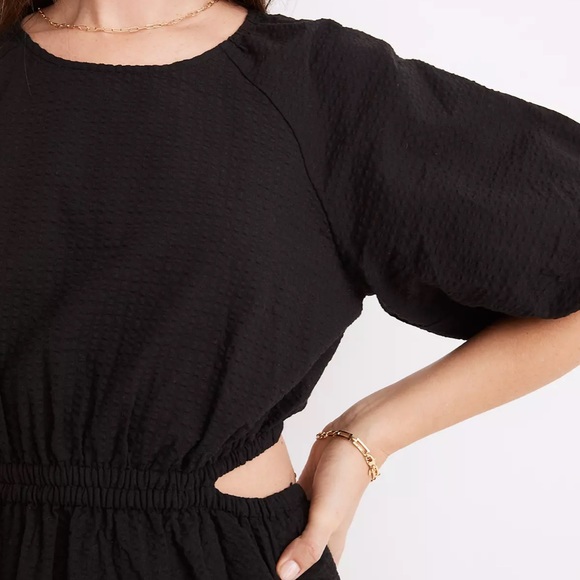 Madewell Seersucker Puff-Sleeve Cutout Mini Dress - Picture 5 of 5